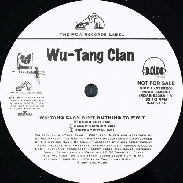 Wu-Tang Clan — Wu-Tang Clan Ain't Nuthing Ta F' Wit / Shame On A Nigga